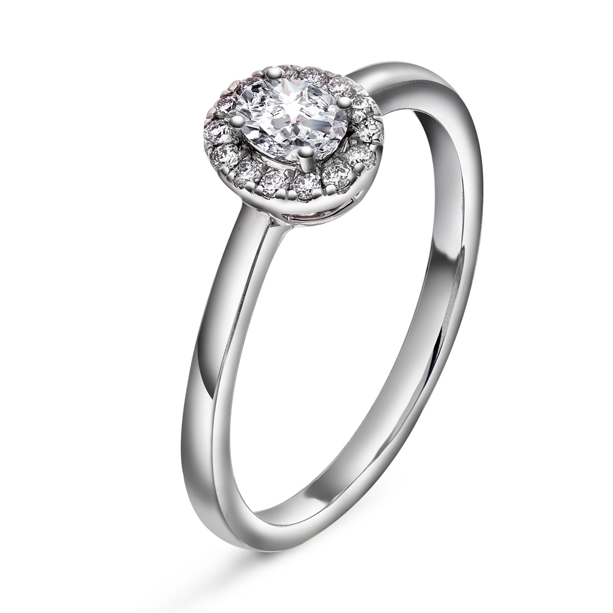 Diamantring i Hvitt Gull (585), 0.20ct TW/SI Diamanter