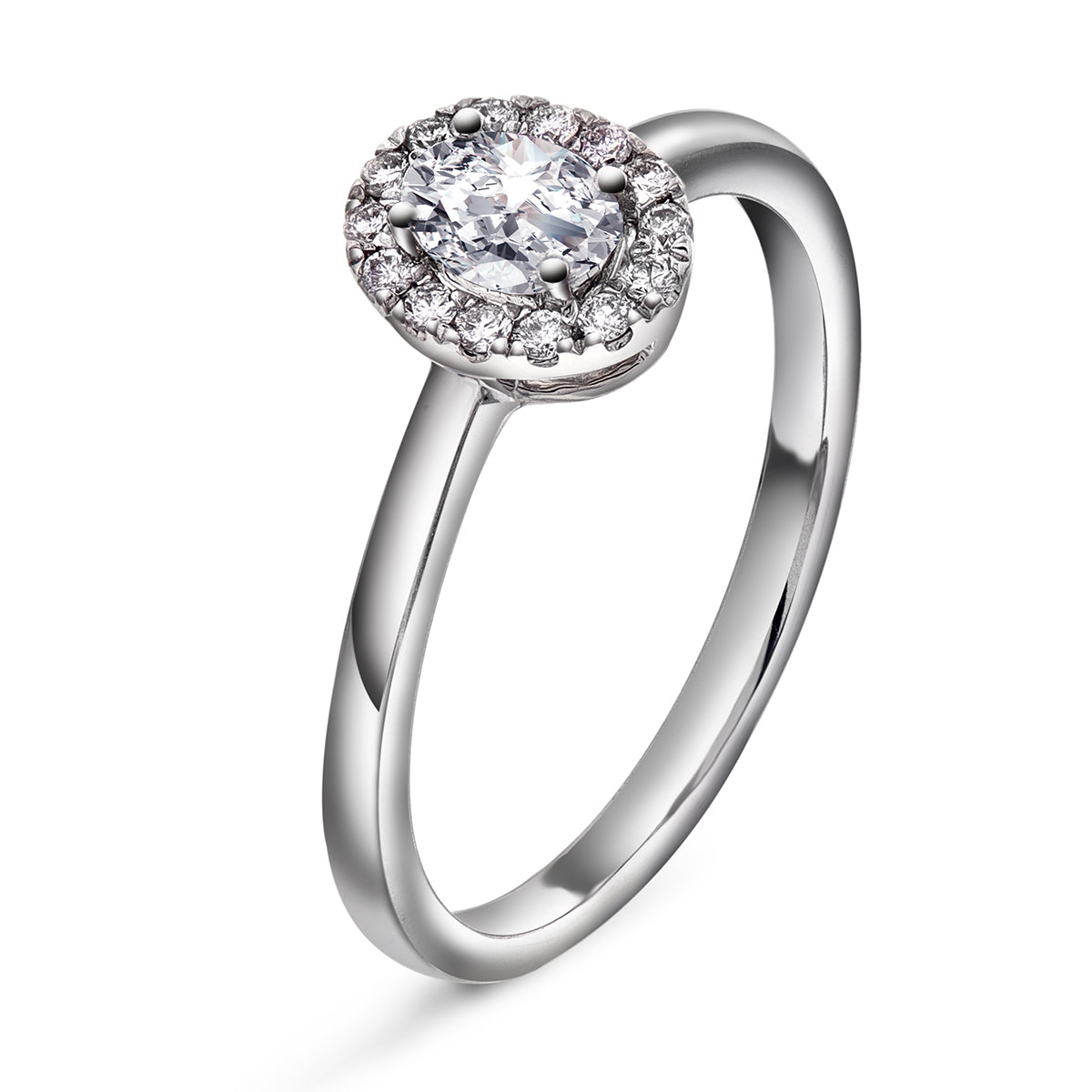 Diamantring i Hvitt Gull (585), 0.30ct TW/SI Diamanter