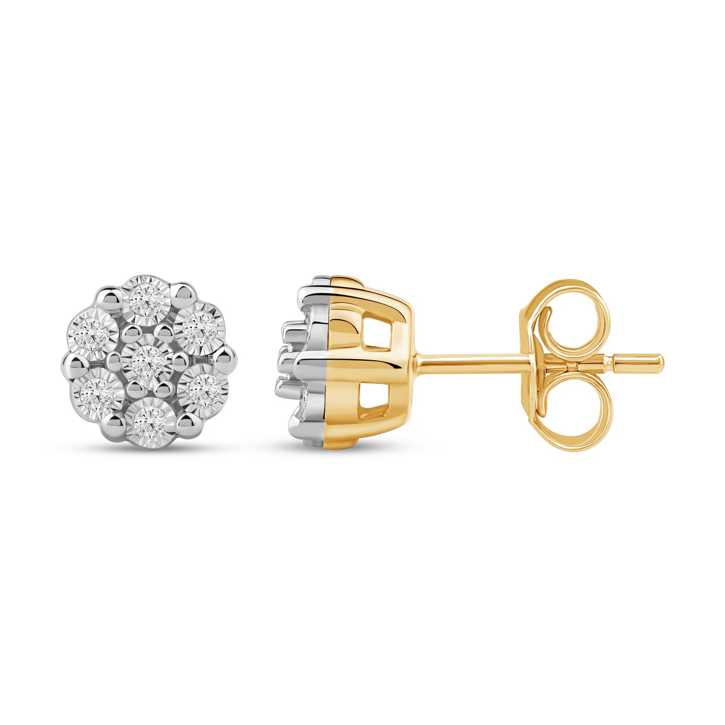 Diamantørepynt i Gult/Hvitt Gull (585) Med 0.12ct TW/SI Diamanter