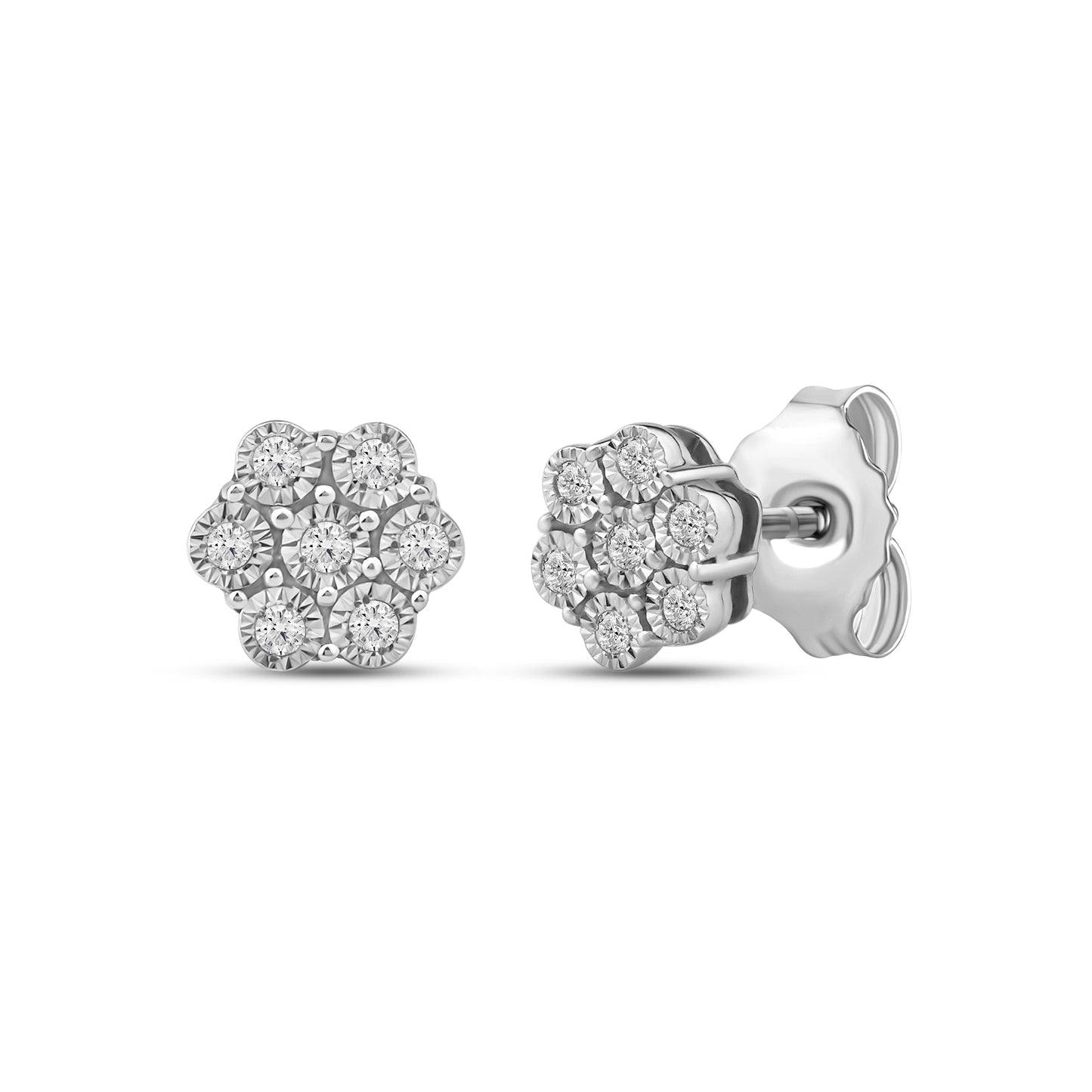 Diamantørepynt i Gult/Hvitt Gull (585) Med 0.08ct TW/SI Diamanter