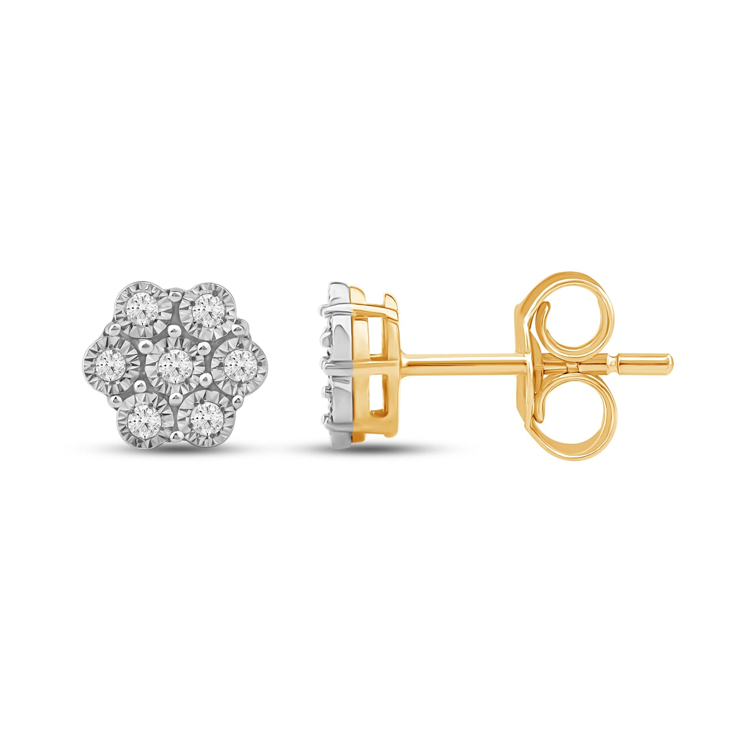 Diamantørepynt i Gult/Hvitt Gull (585) Med 0.08ct TW/SI Diamanter