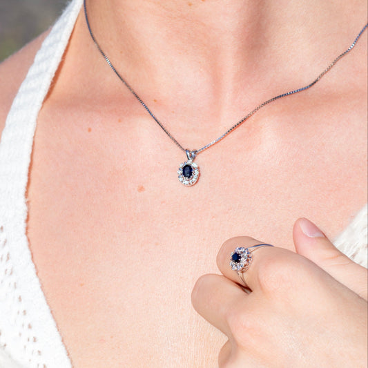 Diana Diamantanheng med safir og diamanter 0,08ct TWSI