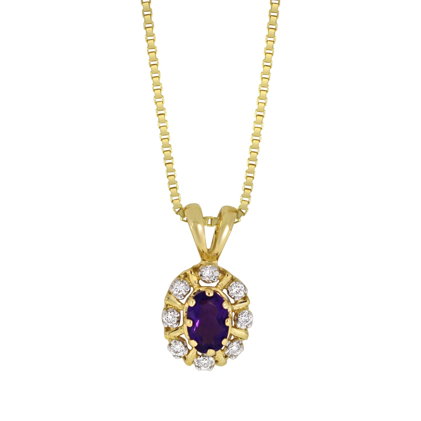 Diana Diamantanheng I Gult Gull med Ametyst og 0.08ct TW/SI Diamanter