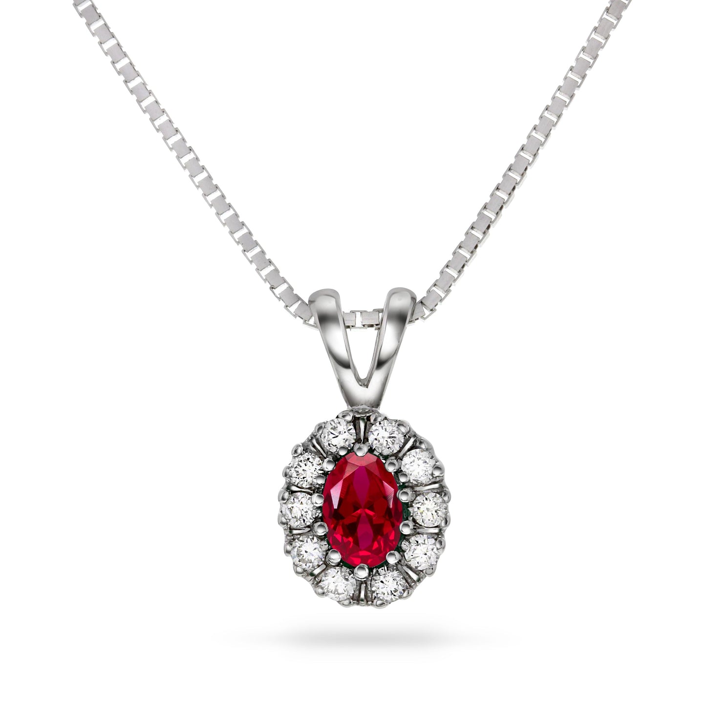 Diana Diamantanheng i Hvitt Gull med Rubin og 0.25ct TW/SI Diamanter
