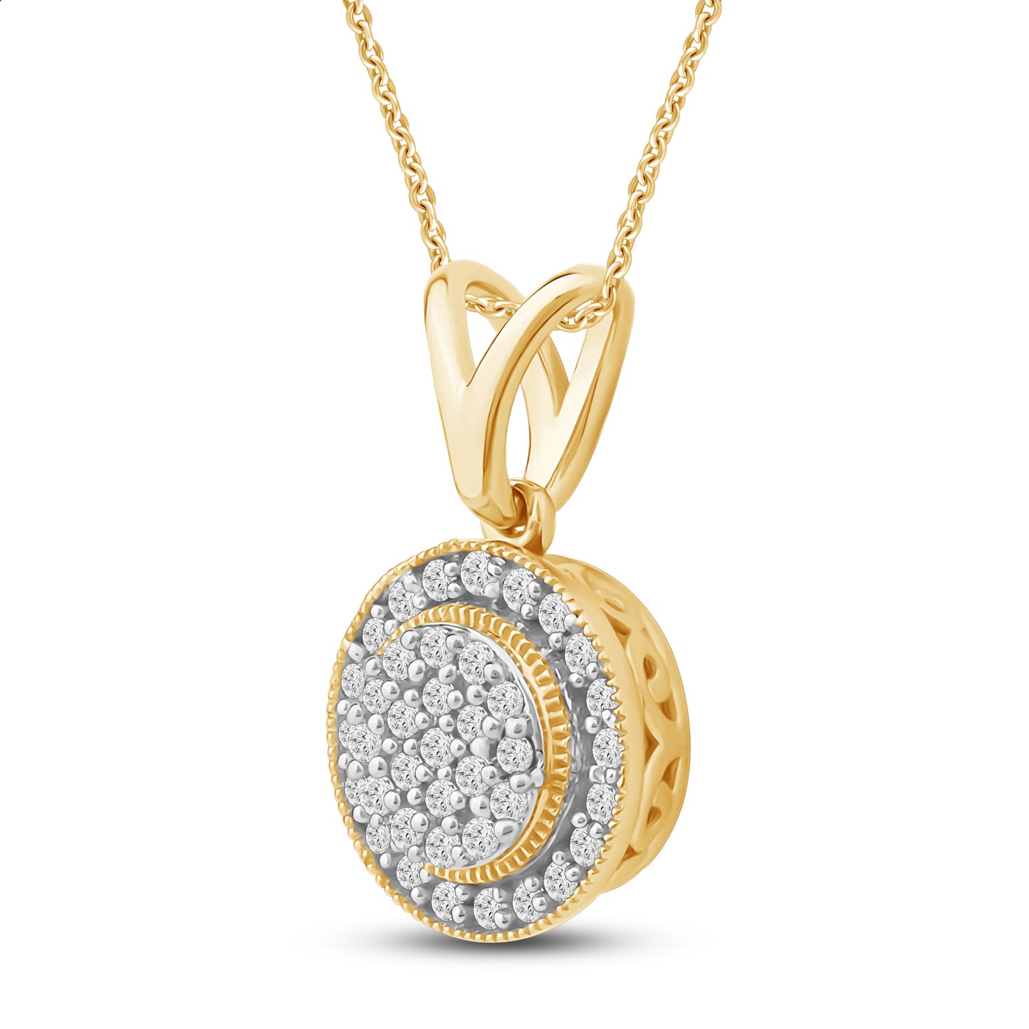 Halssmykke i Hvitt/Gult Gull (585) med 0.10ct TW/SI Diamanter