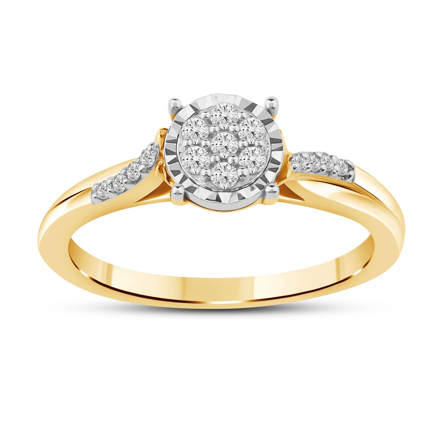 Diamantring i Hvitt/Gult Gull (585) med 0.15ct TW/SI Diamanter