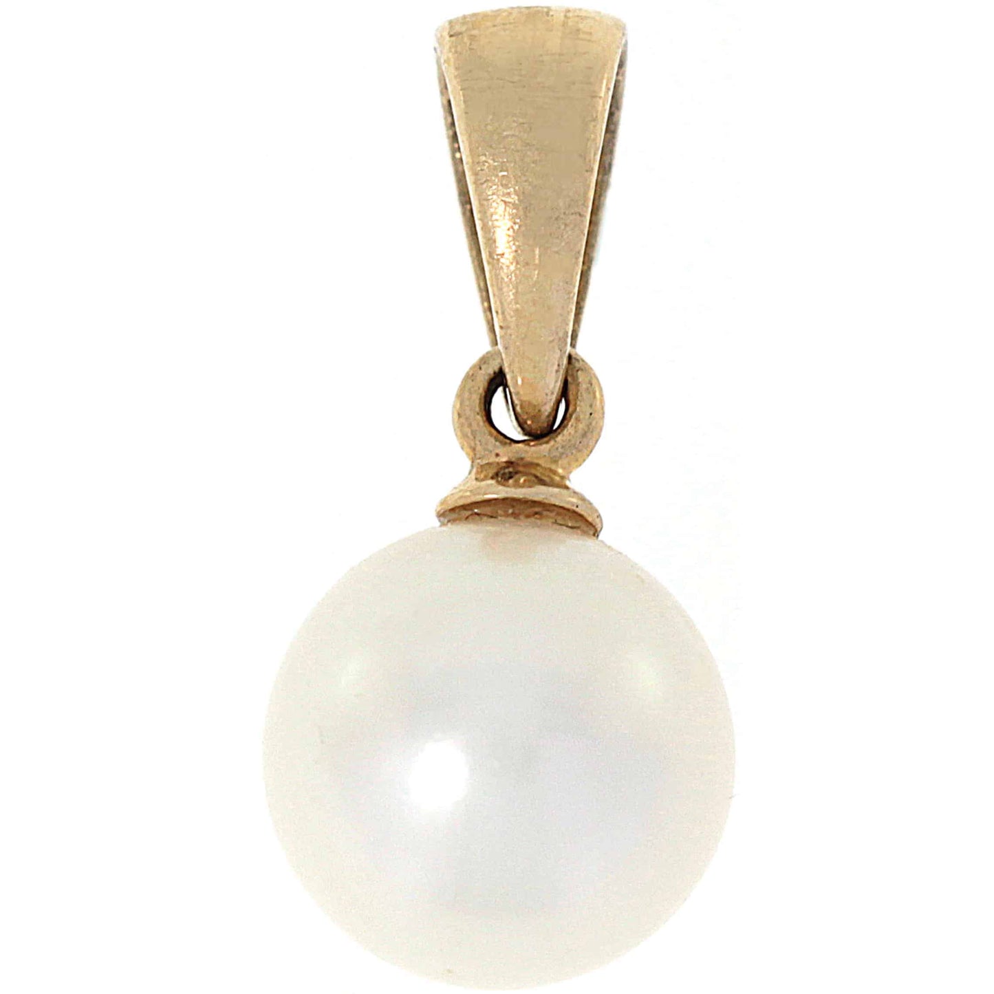 Halssmykke med perle i gult gull, 7mm