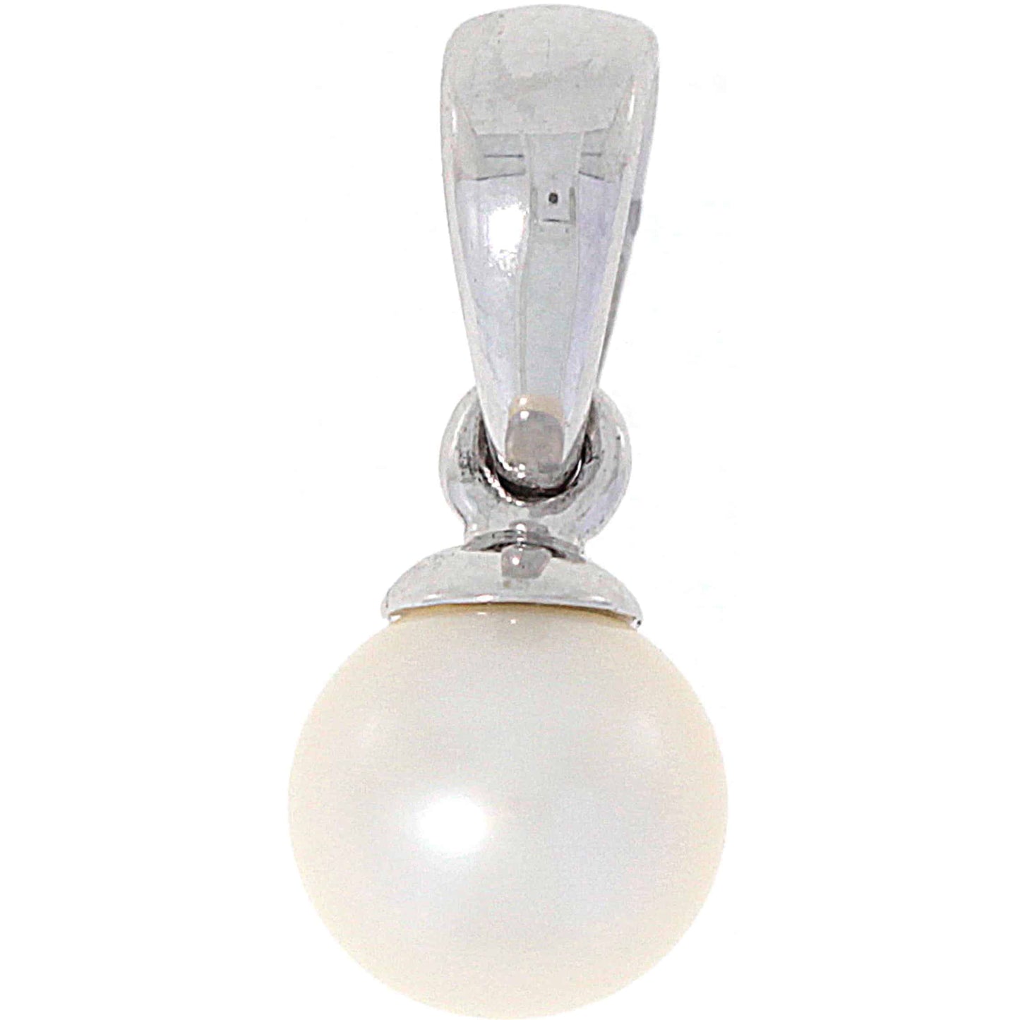 Halssmykke med perle i hvitt gull, 5mm
