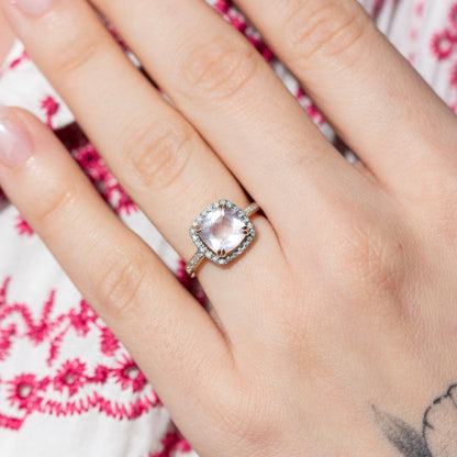 Bloom Diamantring i Gult Gull - 0.20ct tw/si Diamanter - 2.40ct Rosekvarts  - 14kt Gull (585)