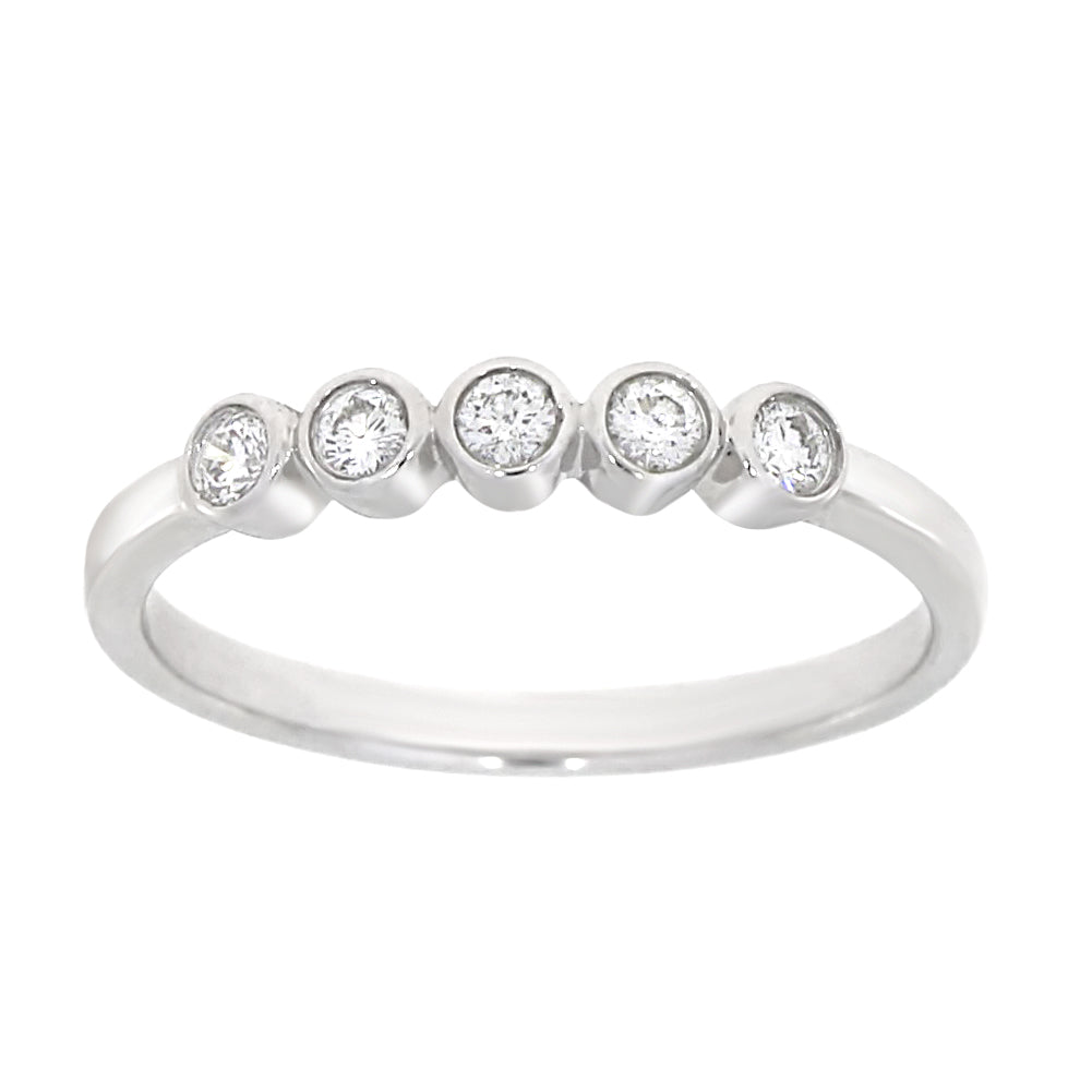 Diamantring i hvitt gull med 5 stener, 0.20ct TW/S