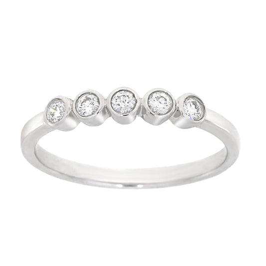 Diamantring i hvitt gull med 5 stener, 0.20ct TW/S