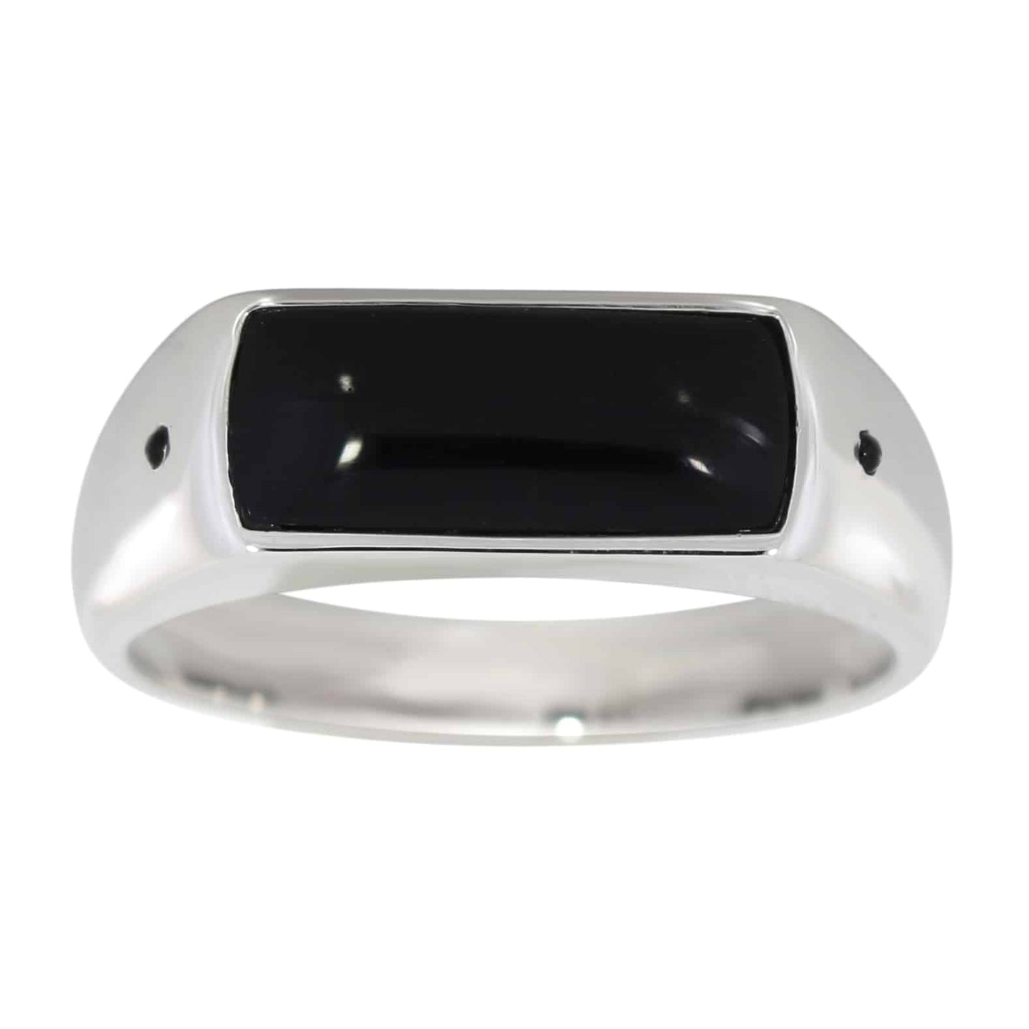 Gullring med svart agat og diamanter 0,03ct BD