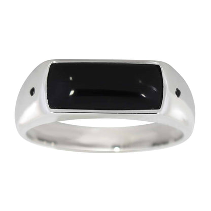 Gullring med svart agat og diamanter 0,03ct BD