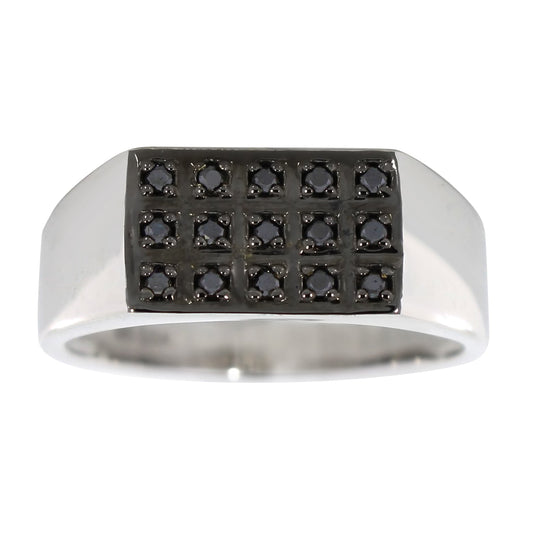 Signetring med Svarte Diamanter 0.25ct