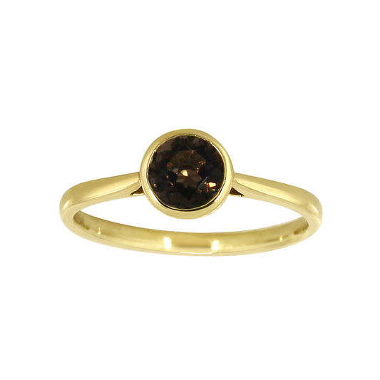 Gullring 14kt med 0,75ct smokey quartz