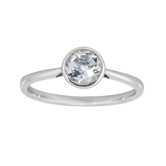 Gullring 14kt med 0,75ct hvit topas