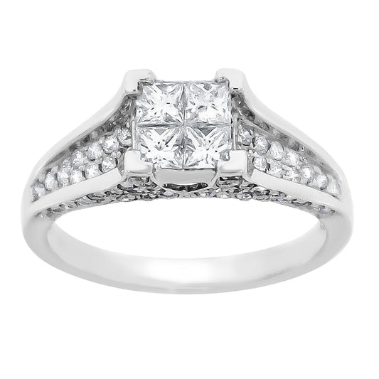 Diamantring i hvitt gull, 1.15ct TW/S
