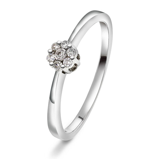 Rosettring i 14kt Hvitt Gull,, 0.12ct tw/si Diamanter