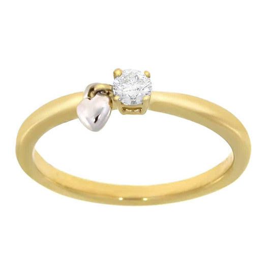 Diamantring i gult gull med gull hjerte 0,10ct TWSI - Diamanthuset