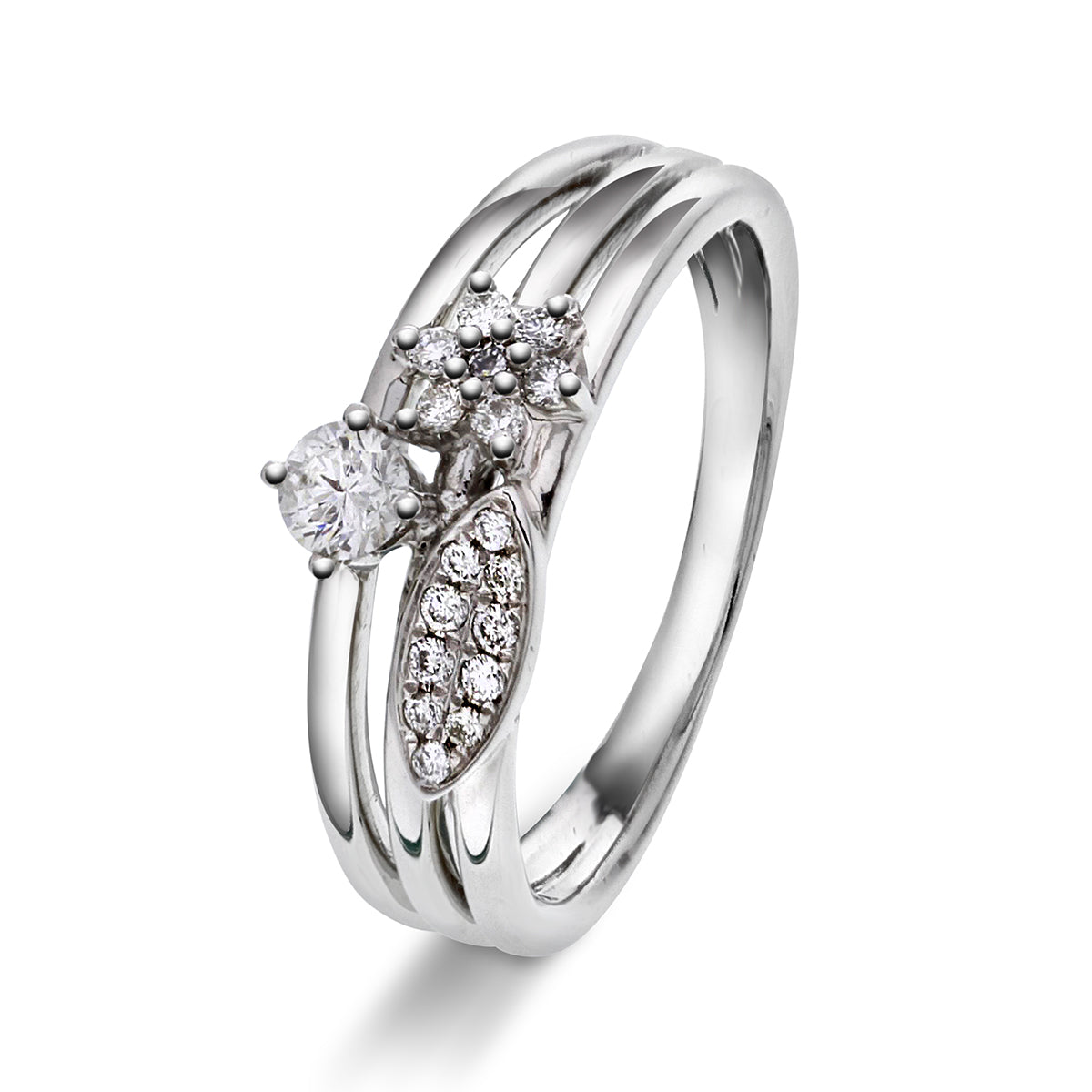 Diamantring i hvitt gull, 0.35ct TW/S