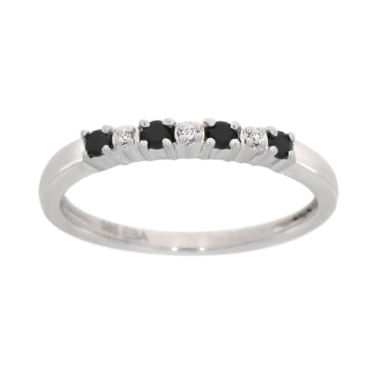 Ring i Hvitt Gull (585), 0.01ct TWSI Diamanter og Svarte Diamanter