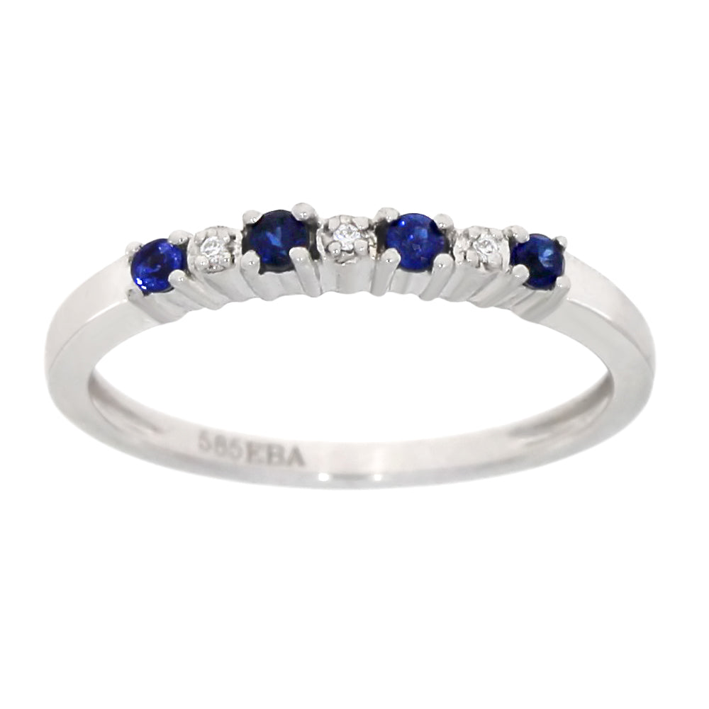 Ring i Hvitt eller gult Gull (585), 0.01ct TWSI Diamanter og Safirer