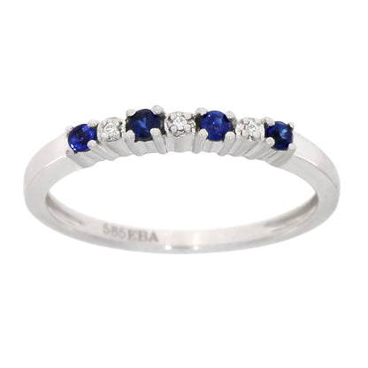 Ring i Hvitt eller gult Gull (585), 0.01ct TWSI Diamanter og Safirer