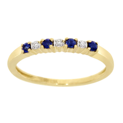 Ring i Hvitt eller gult Gull (585), 0.01ct TWSI Diamanter og Safirer
