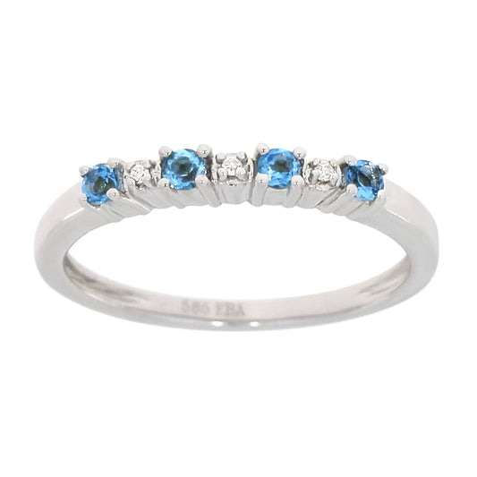 Ring i Hvitt Gull (585), 0.01ct TWSI Diamanter og Topas