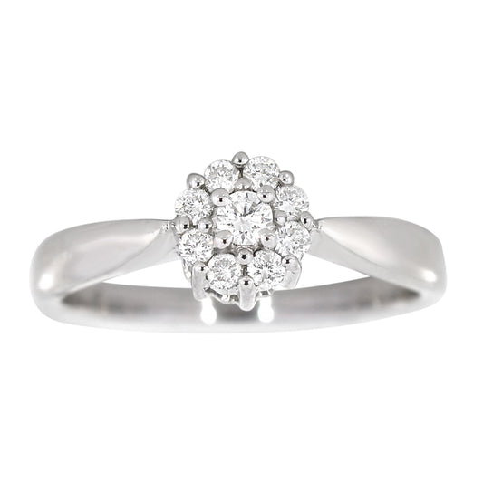 Rosettring i 14kt Hvitt Gull,, 0.23ct tw/si Diamanter