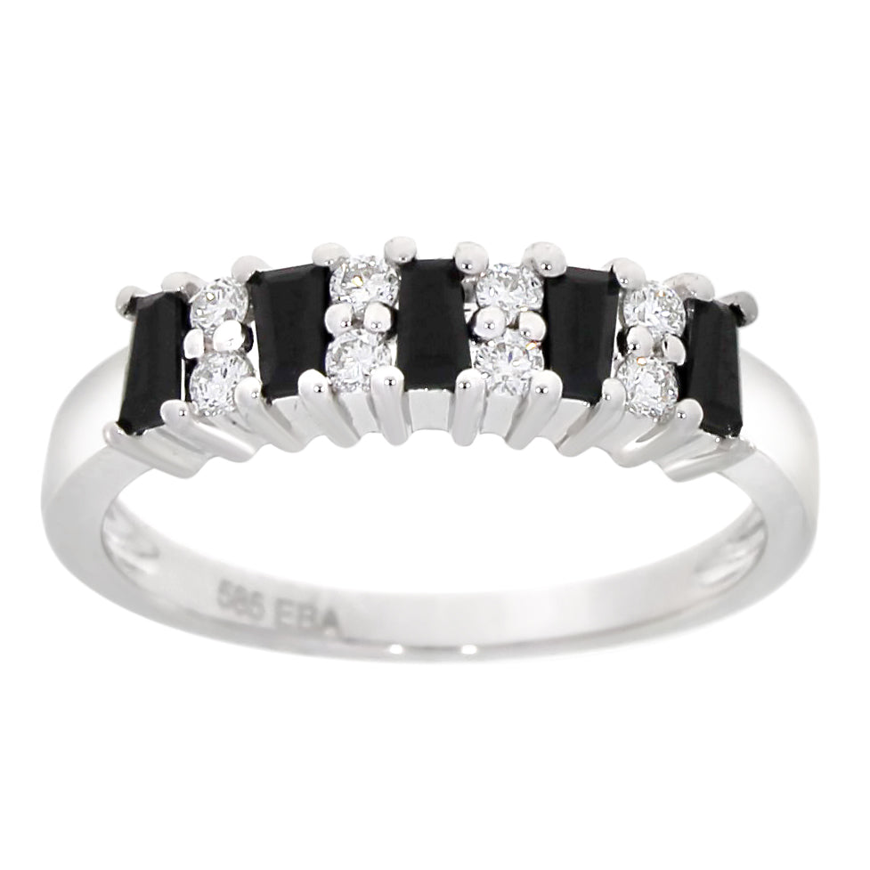 Diamantring med Svarte Diamanter i Hvitt Gull, 0.21CT TWSI