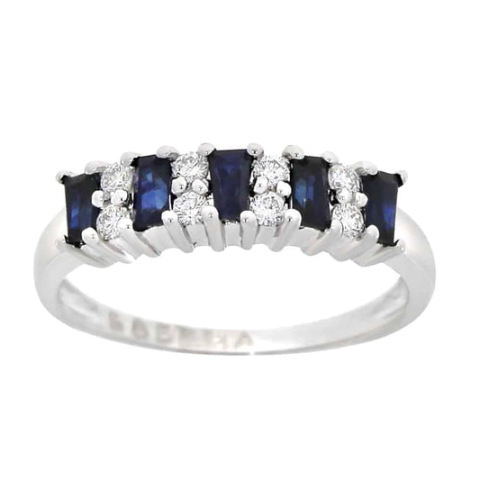 Diamantring med safir i hvitt gull, 0.21CT TWSI - Diamanthuset
