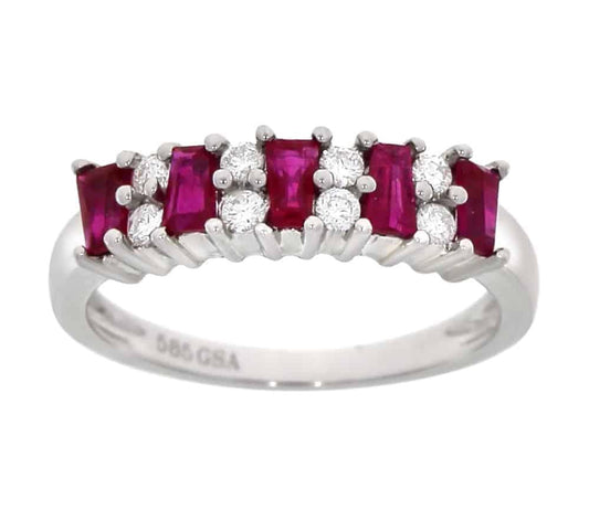 Diamantring med rubin i hvitt gull, 0.21CT TWSI - Diamanthuset