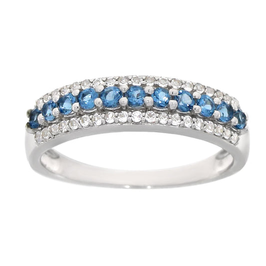 Ring i Hvitt Gull, 0.25 Hvit Topas og 0.50ct Topas