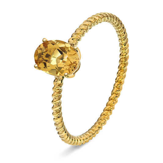 Ring i Gult Gull (585), 0.90ct Oval Citrin