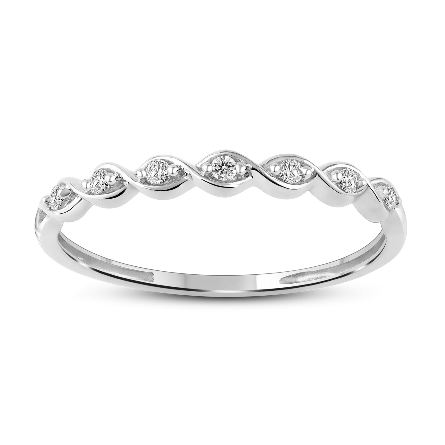 Tvinnet Diamantring i Hvitt/Gult Gull, 0.10CT TWSI