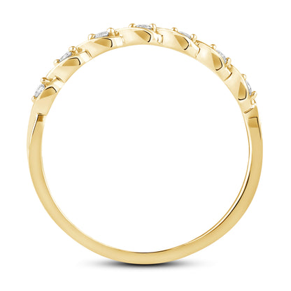 Tvinnet Diamantring i Hvitt/Gult Gull, 0.10CT TWSI