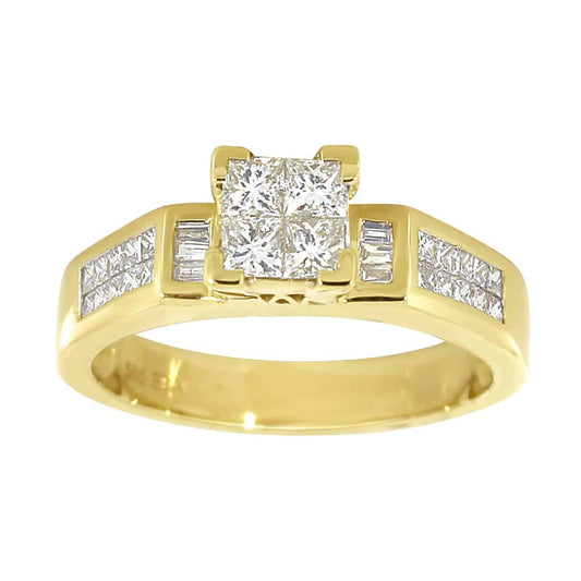 Diamantring i gult gull 0,70ct TW/SI - Diamanthuset