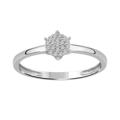 Diamantring i Hvitt/Gult Gull 0.10 tw/si