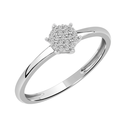 Diamantring i Hvitt/Gult Gull 0.10 tw/si