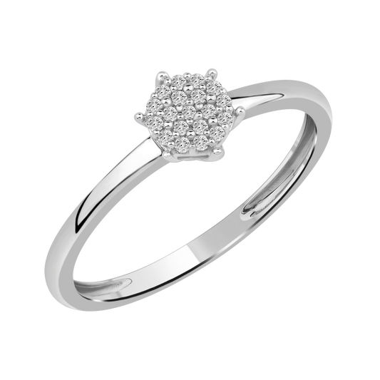Diamantring i Hvitt/Gult Gull 0.10 tw/si