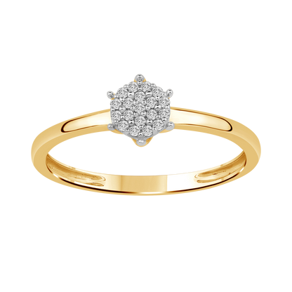 Diamantring i Hvitt/Gult Gull 0.10 tw/si