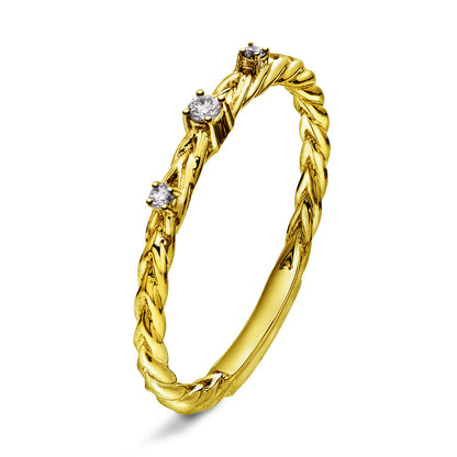 Diamantring i Hvitt/Gult Gull, 0.05CT TWSI