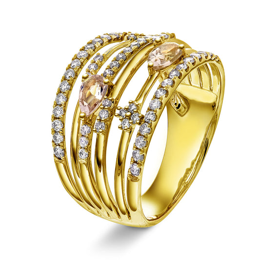 Eksklusiv diamantring i hvitt eller gult gull 0.65 tw/si og 0.40ct edelsten
