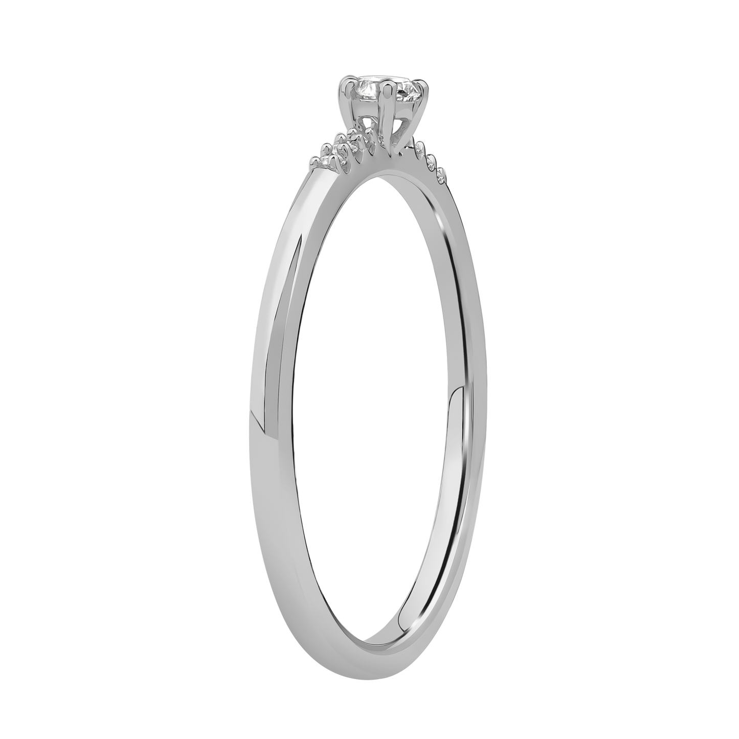 Lux diamantring i Hvitt/Gult Gull med diamanter på ringskinnen, 0,15ct