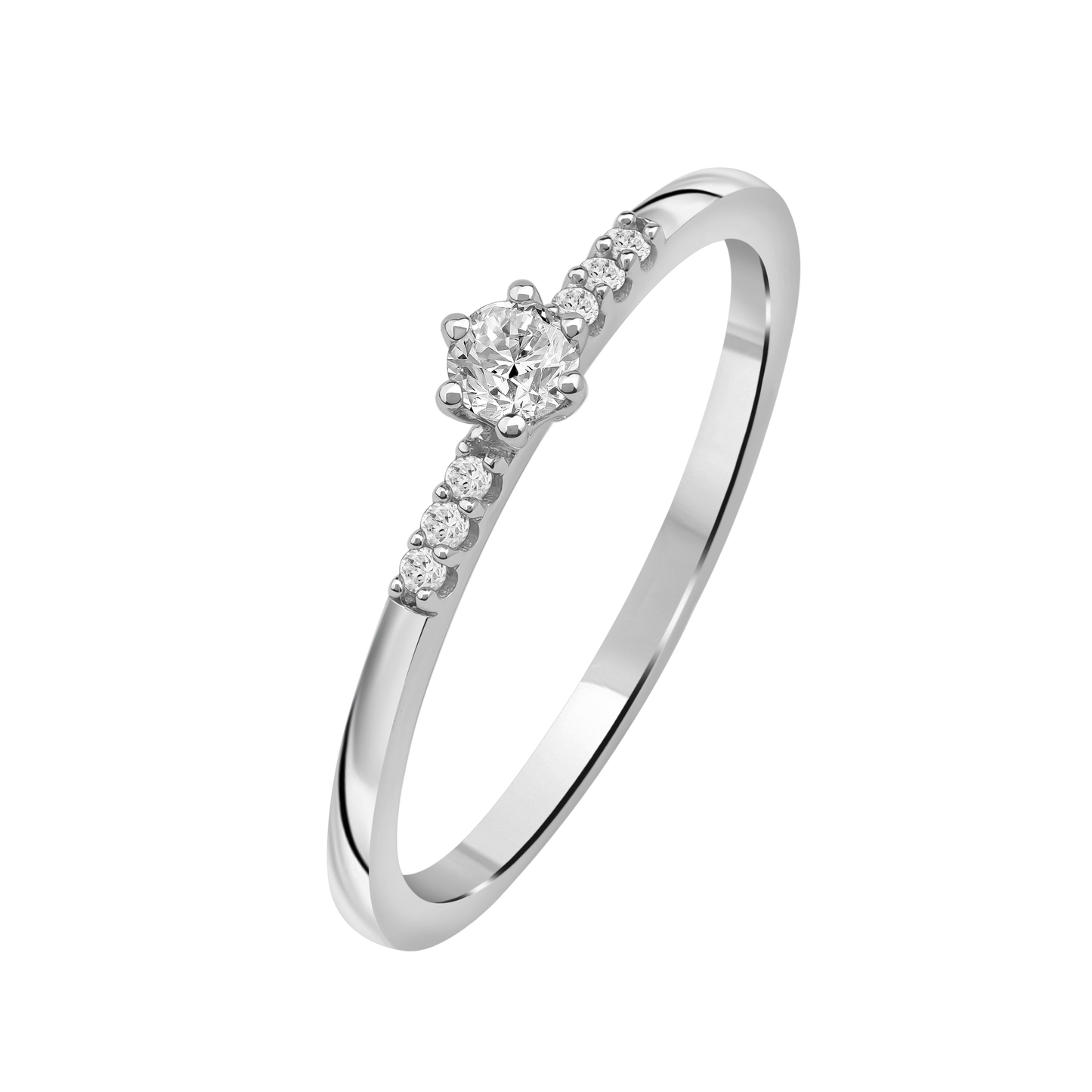 Lux diamantring i Hvitt/Gult Gull med diamanter på ringskinnen, 0,15ct