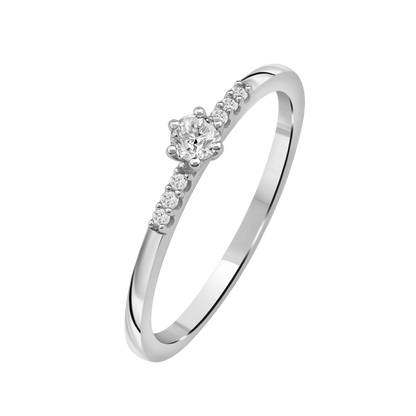 Lux diamantring i Hvitt/Gult Gull med diamanter på ringskinnen, 0,15ct