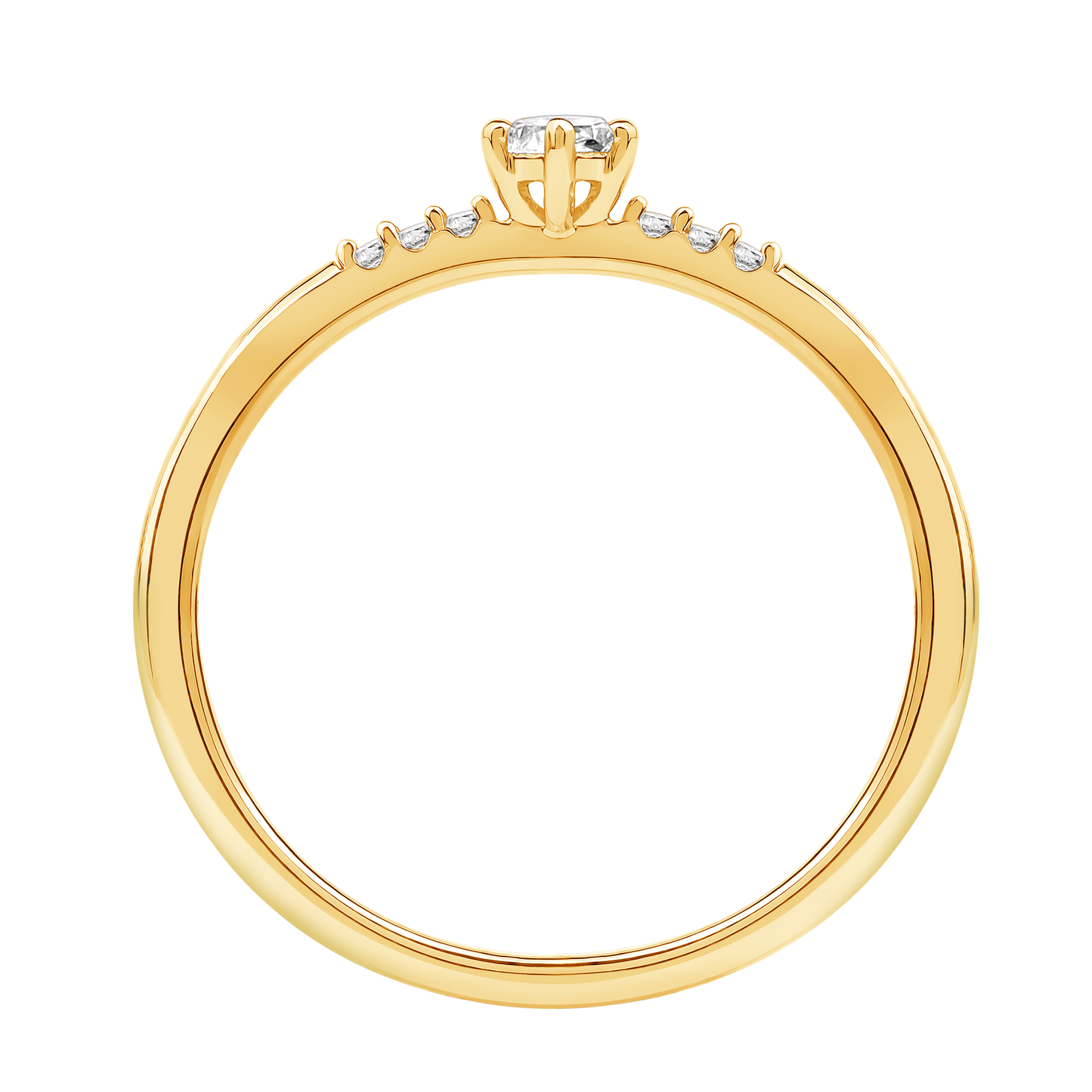 Lux diamantring i Hvitt/Gult Gull med diamanter på ringskinnen, 0,15ct