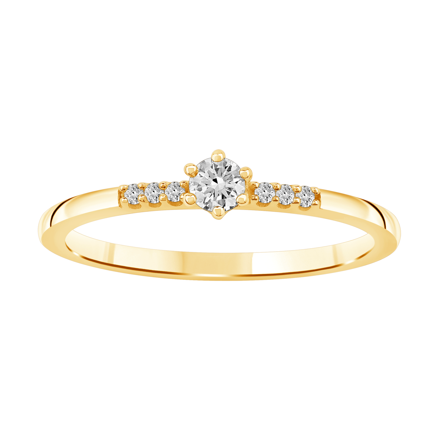 Lux diamantring i Hvitt/Gult Gull med diamanter på ringskinnen, 0,15ct