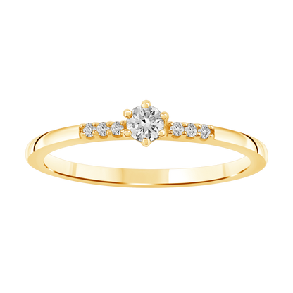 Lux diamantring i Hvitt/Gult Gull med diamanter på ringskinnen, 0,15ct